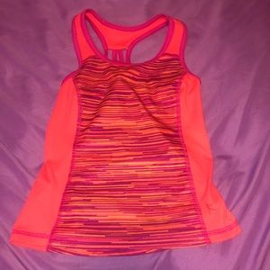 Neon Pink and Orange Multicolor Athletic Tank Top